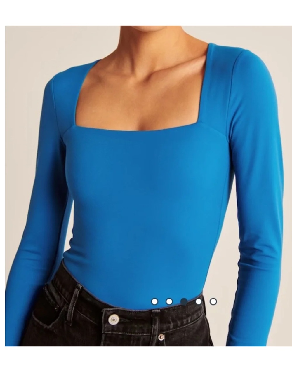 NWOT Abercrombie & Fitch Bright Blue Square-Neck Long Sleeve Bodysuit